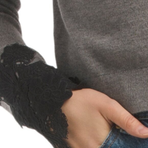 NVLT Button Front Cardigan With Lace Trim - Picture 4 of 5